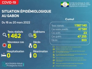 Coronavirus au Gabon&nbsp;: point journalier du 20 mars 2022